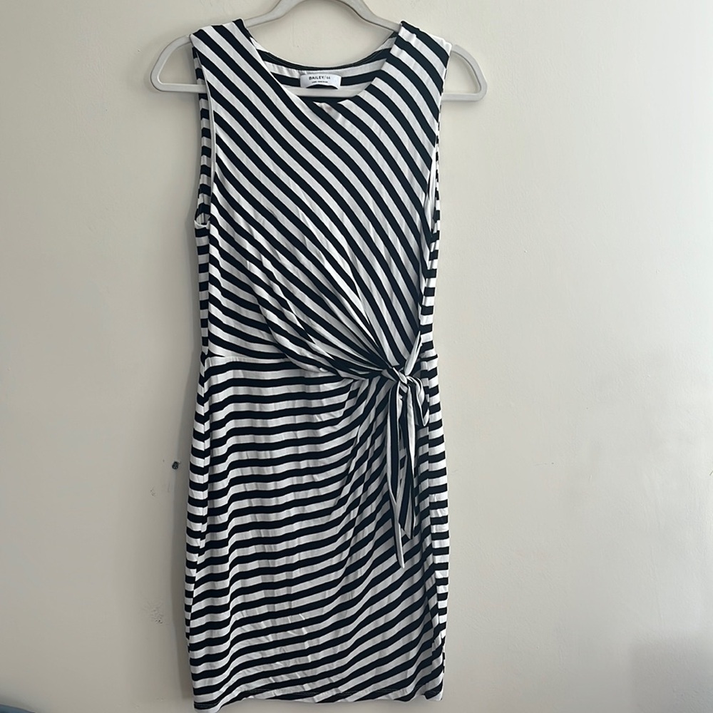 Bailey 44 Striped Dress Black White Minimalist Office Casual L stretchy